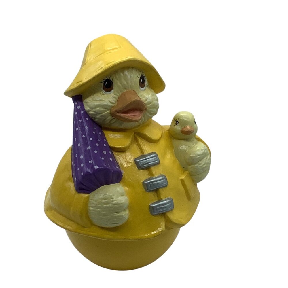 Vtg Yellow Duck Music Box Rain Hat Umbrella Singin in the Rain B.W. WORKS 7"